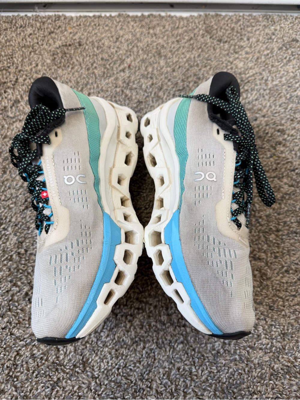 On Cloudrunning Women's Athletic Shoes in Light Gray and Blue - Picture 4 of 7